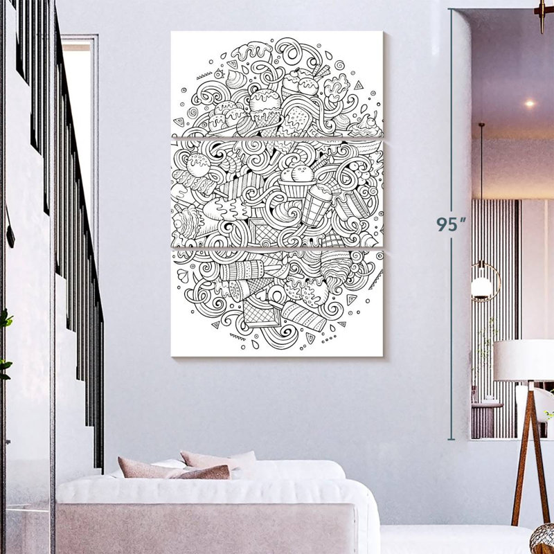 Yarlin Ice Cream Doodles, 74" H x 48" W