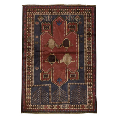 Hand-Knotted High-Quality Blue and Brown Area Rug