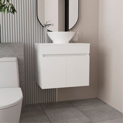 Meuble-lavabo Manchester, deux tiroirs et tablette ouverte, blanc