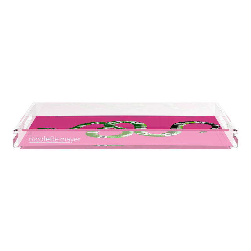 Serpent Acrylic Rectangle Decorative Tray, Raspberry, 22.5"W x 14.5"D x 2"H