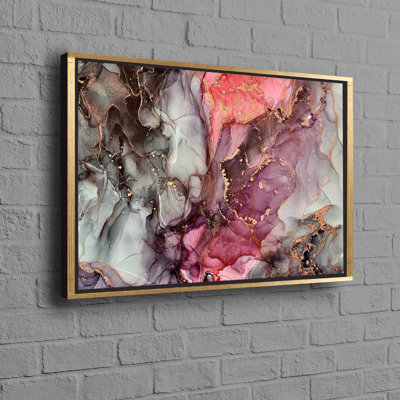 Grand art abstrait en marbre sur toile de coton avec des accents dorés chatoyants pour une décoration murale contemporaine