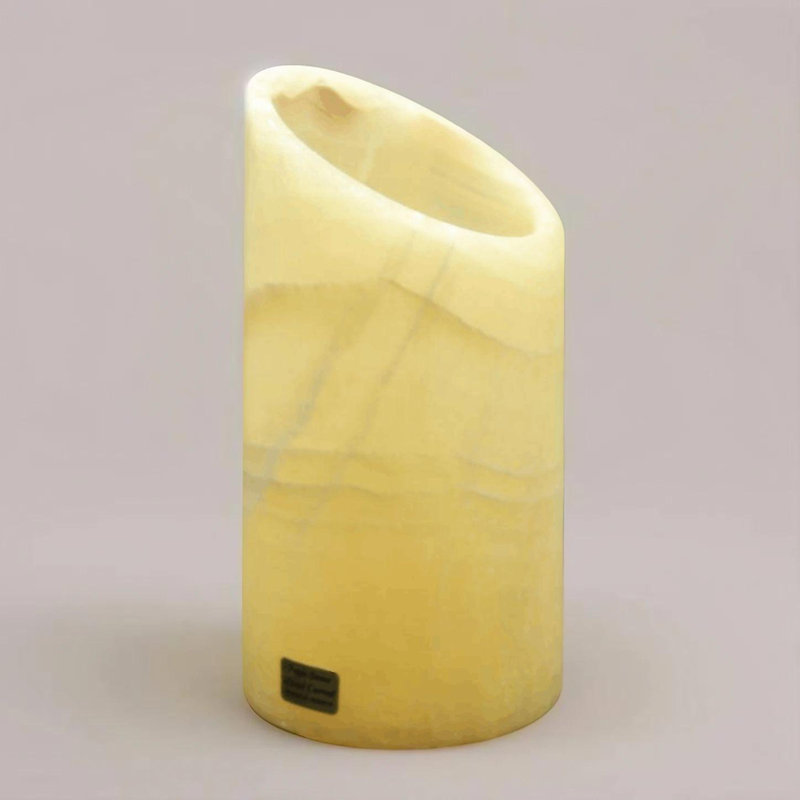 Vase à bougie jaune onyx