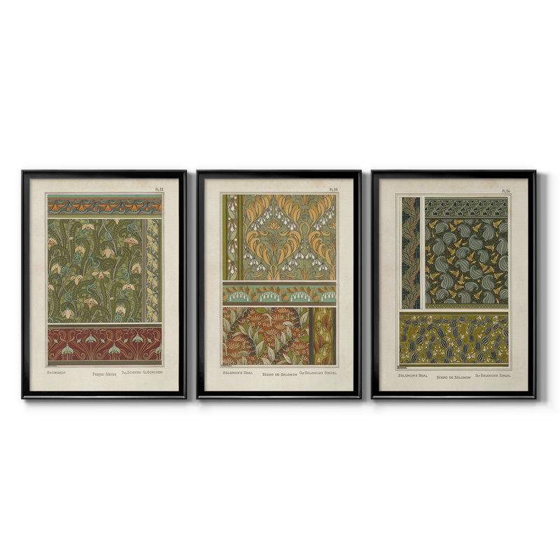 Nouveau décoratif VI - Toile tendue avec châssis sur mesure - 3 pièces, Noir, H 21 po x l 30 po