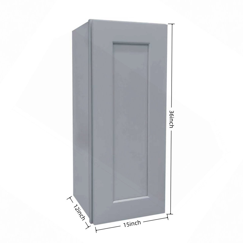 Armoire murale 1 porte et 2 tablettes en bois massif pour rangement dans la cuisine, salle de bain, buanderie, tablettes réglables prêtes à assembler (l 15 po x P 12 po x H 36 po)