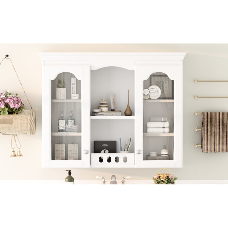 Vase de salle de bain mural blanc, étagère ajustable pour petits articles, armoire de pharmacie blanche, grand espace de rangement