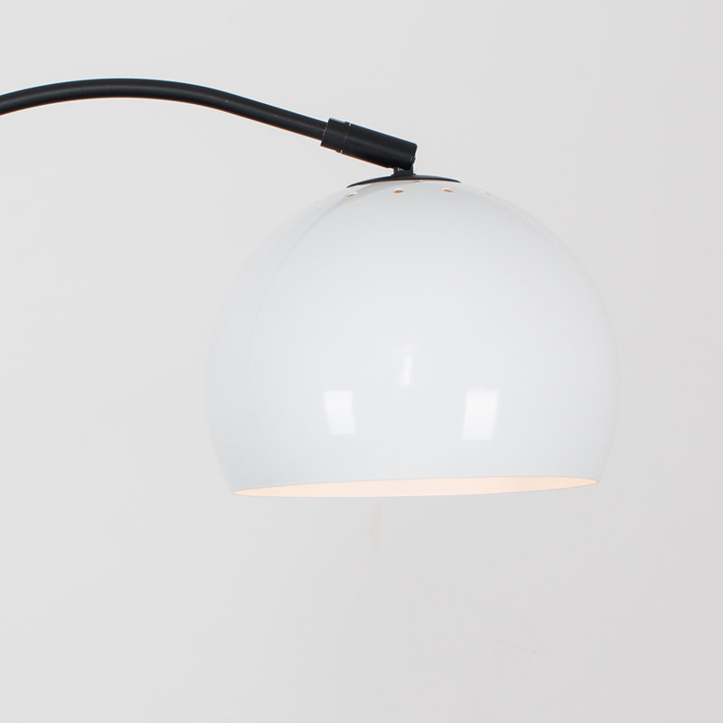 Derosier 152cm Arched Floor Lamp, White, Black