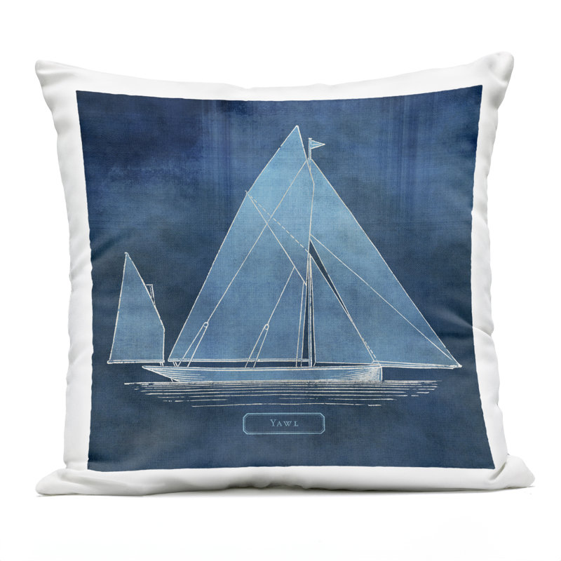 Coussin d'extérieur imprimé maritime Yawl par Susan Arnot
