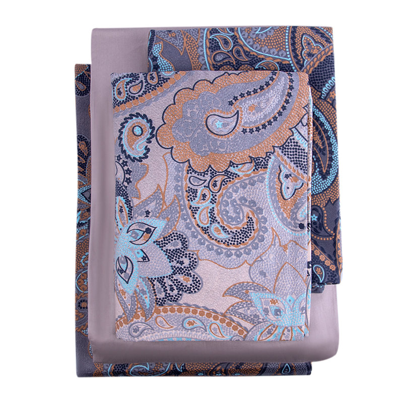 Sateen Paisley Sheet Set, Twin Sheet Set with 2 Pillowcases