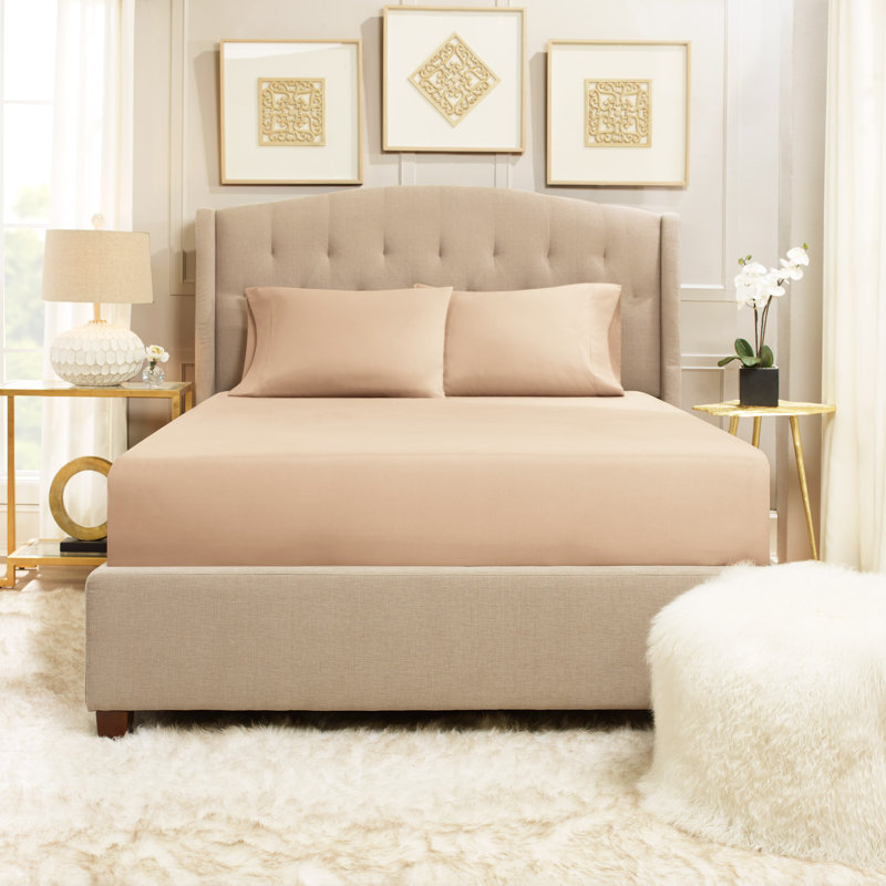 Microfiber Sheet Set, Taupe Sand, Twin XL Sheet Set with 1 Pillowcase