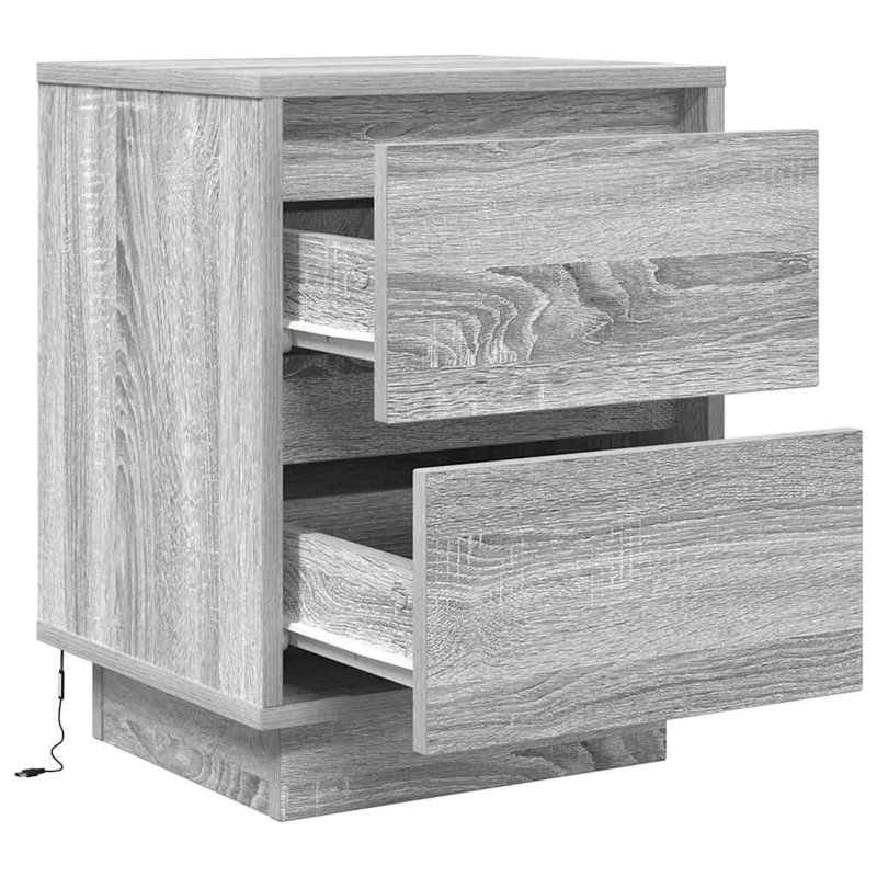 Darlisha 38 cm W Bedside Table, Grey Sonoma, 2