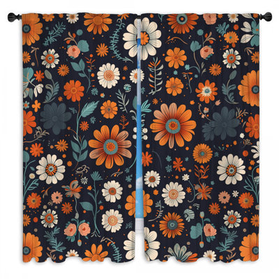 Motif de rideaux de fenêtre à motif floral transparent et obscurcissant - 2 panneaux