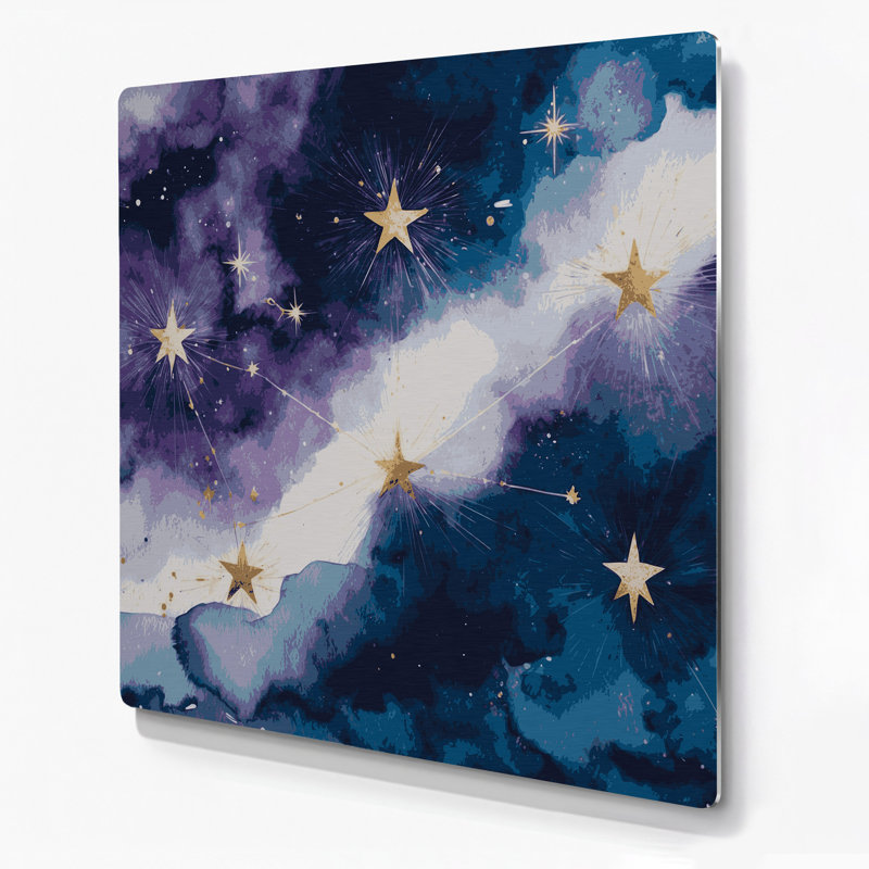 Art mural bleu en métal Space Cassiopeia
