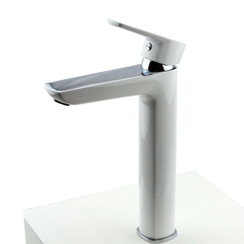 Single-Hole Single-handle Bathroom Faucet, White/Chrome