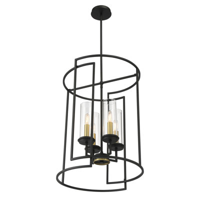 Luminaire suspendu géométrique 4 lumières sable / charbon doux