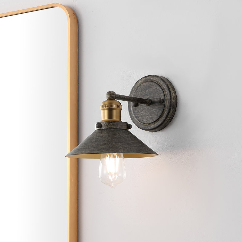 Éclairage pour meuble-lavabo en métal Bagatelle, Gris foncé rustique / or laiton, 1