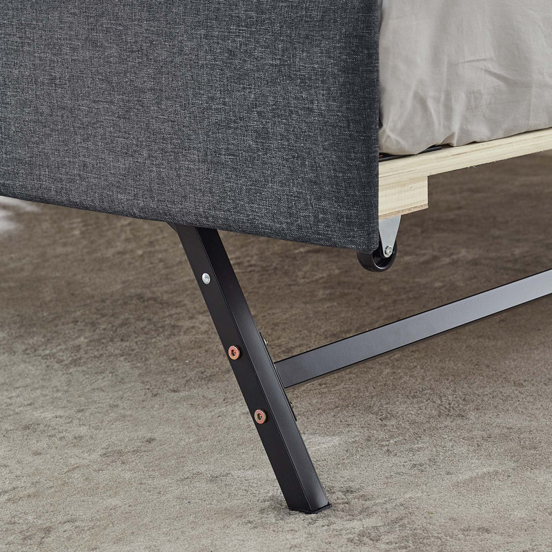 Lit de jour polyvalent en mousse de style Mid-Century avec un design élégant pour la chambre d'amis, Lit simple, Gris foncé