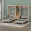 Dual Fold Down Murphy Bed Unit with Built-in Arched Wardrobe, Open Storage Nooks and Pullout Drawers