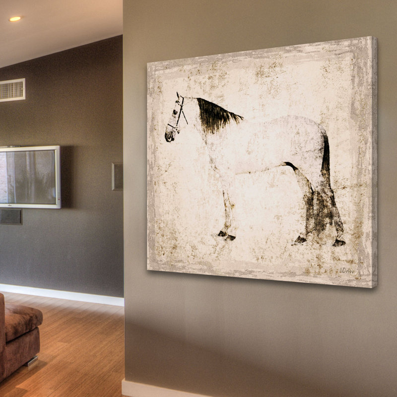 White Horse Canvas Print with Sustainable Wood Frame