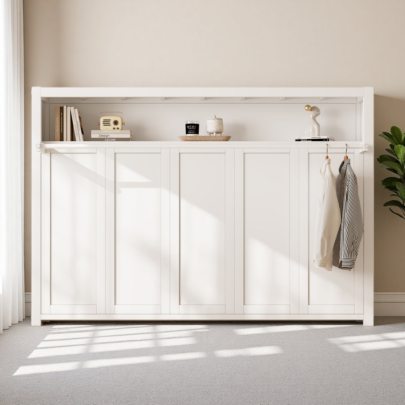 Lit escamotable simple avec tablettes, lit mural en métal au design pliable et peu encombrant