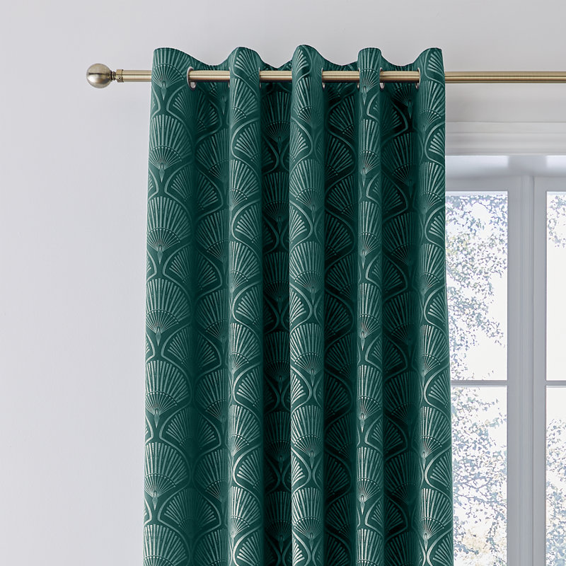 Art Deco Pearl Lined Eyelet Curtains, 66cm Width x 183cm Drop