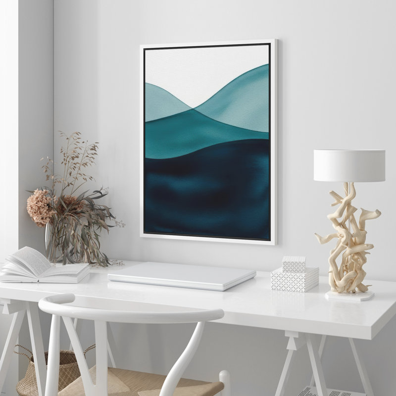 Reproduction d'art abstrait sur toile encadrée pour décoration intérieure moderne, H 24 po x l 16 po, Blanc