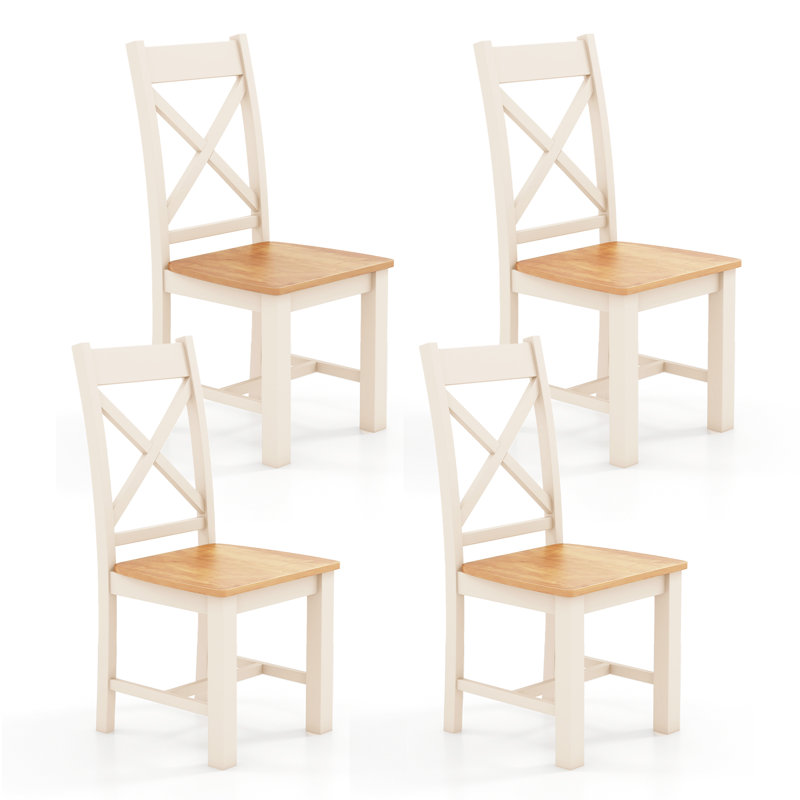Chaises de salle à manger modernes en bois avec structure en bois d'hévéa à haut dossier, 4