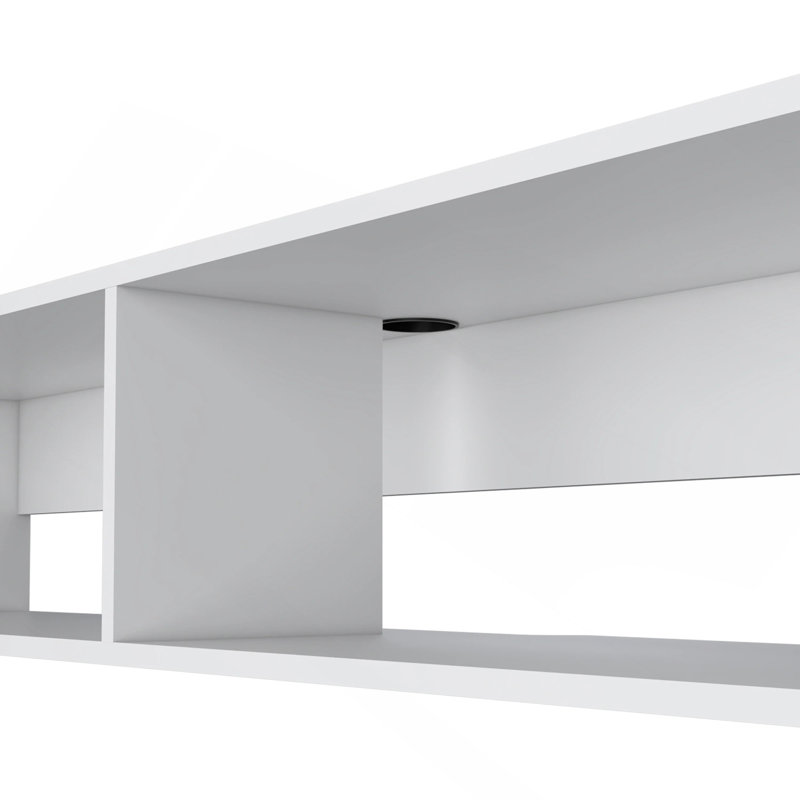 White 2-Shelf Central Floating Media Rack, White