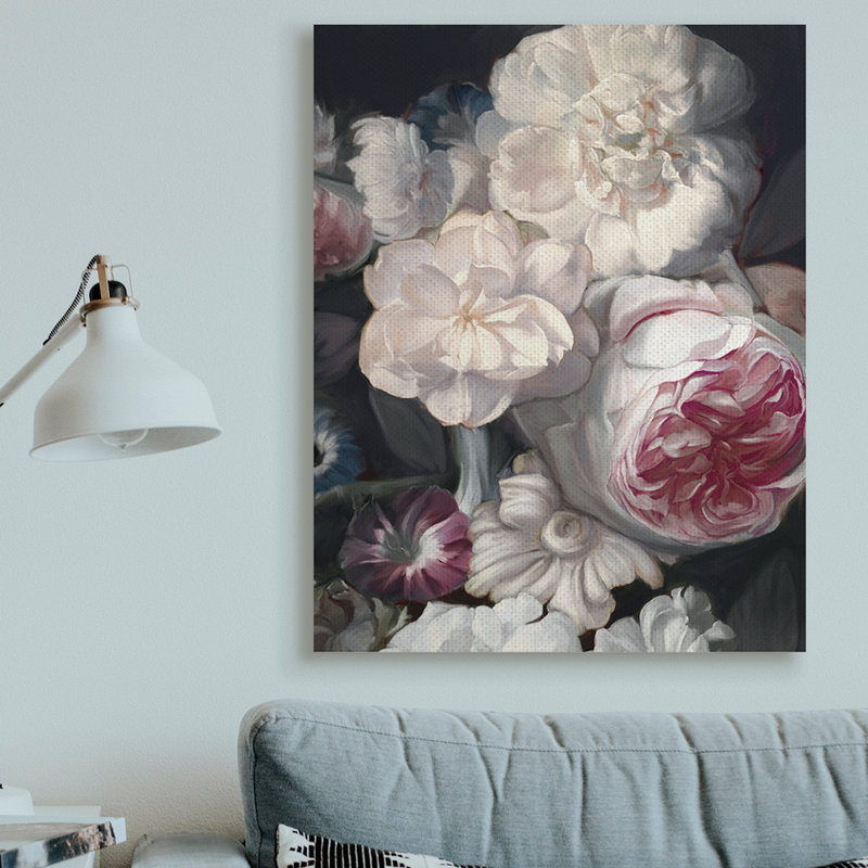Pétales de fleurs rosées enchanteresses rose blanche fleurs de Ziwei Li-impression d’art graphique, Toile tendue