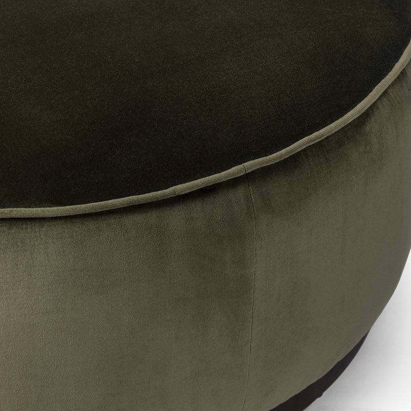 Sinclair Large Round Ottoman, Surrey Olive Cotton Blend