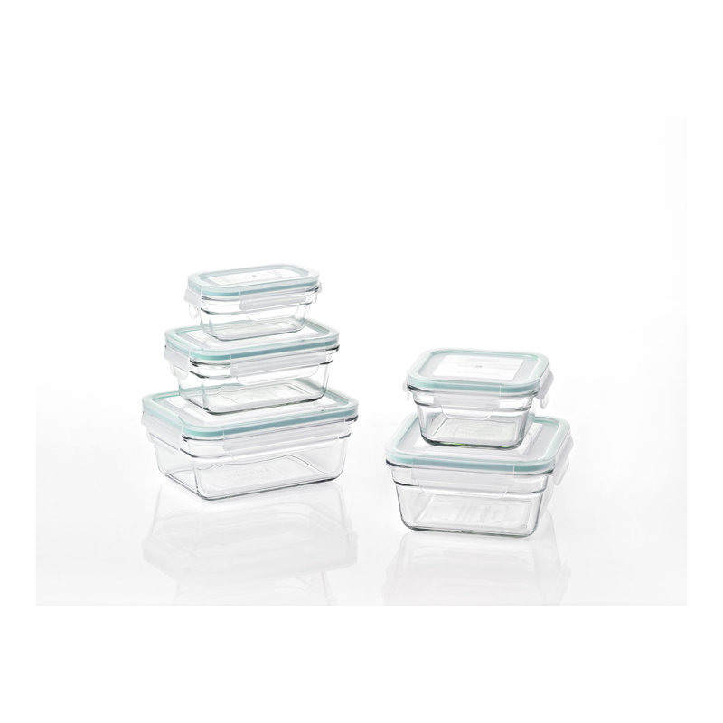Ensemble de 10 contenants pour aliments en verre allant au four et au micro-ondes Glasslock