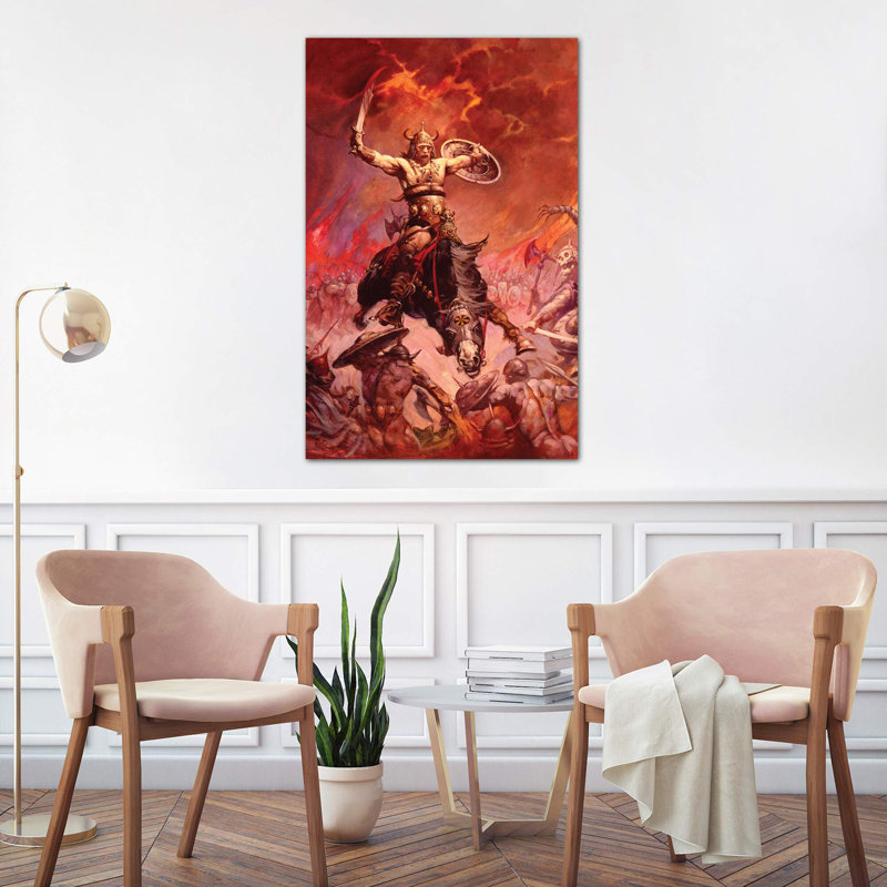 The Berserker by Frank Frazetta - Print on Canvas, 66.04 cm H x 45.72 cm W x 3.175 cm D, No Frame