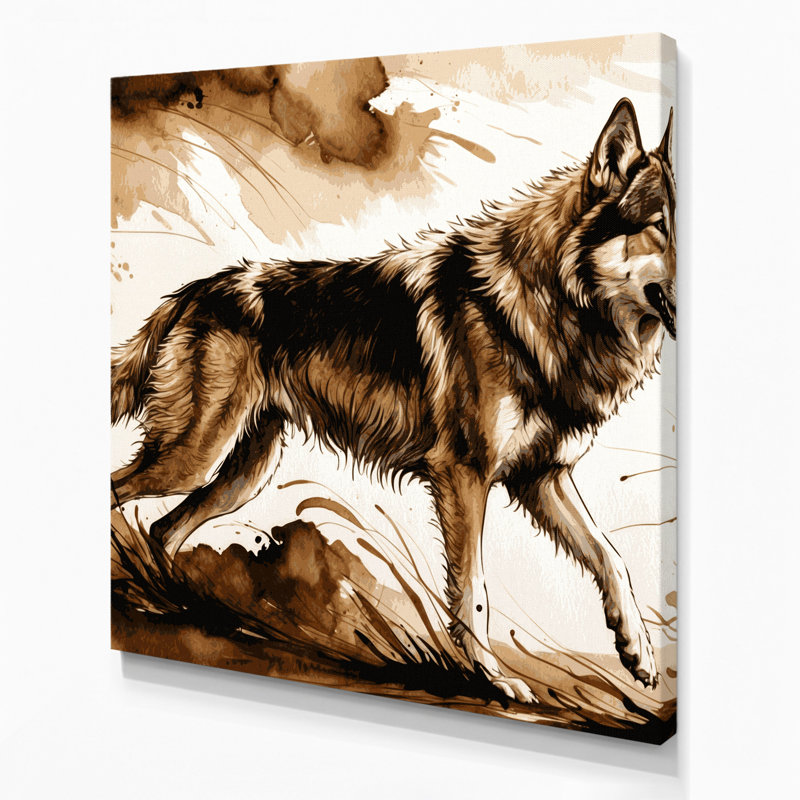 Chiens, loup tchéco-slovaque beige, art mural sur toile, H 12 po x l 12 po