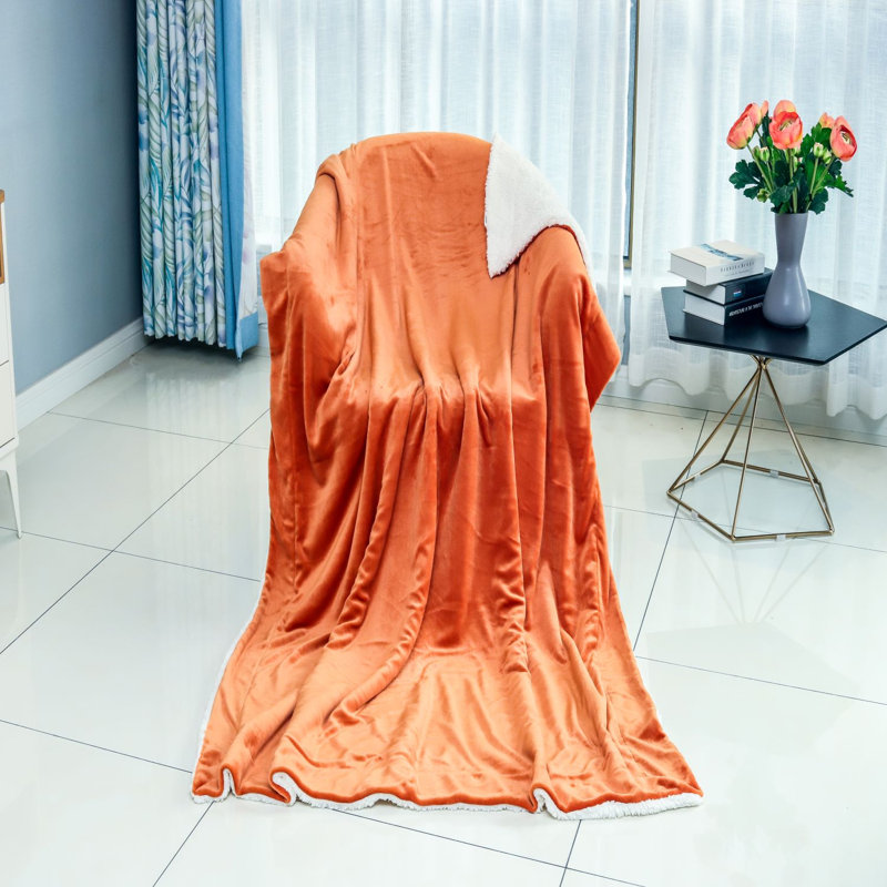 Sherpa Reversible Throw Blanket, 150" W x 200" L, Red
