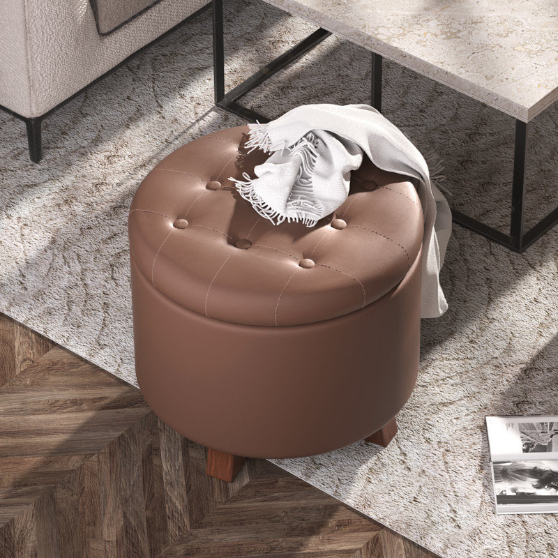 Repose-pieds rembourré avec rangement, repose-pieds capitonné en cuir de polyuréthane avec repose-pieds amovible, Blanc