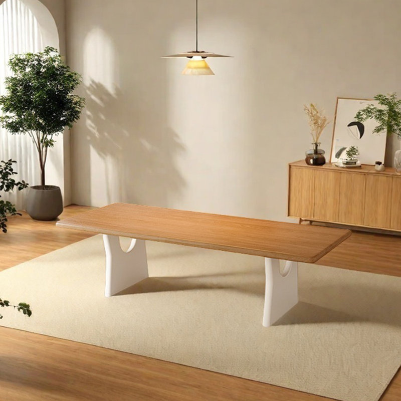 Table de salle à manger simple en bois de frêne massif, H 29,53 po x L 78,74 po x l 35,43 po, Blanc