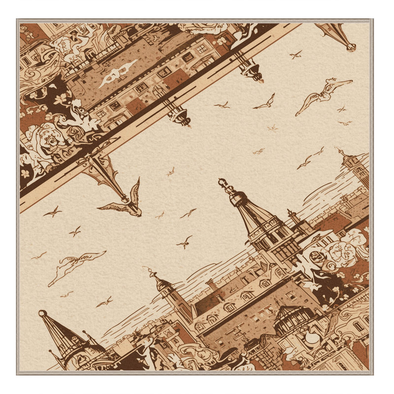 Tapis beige lavable à la machine Pacchiana, 8' Square