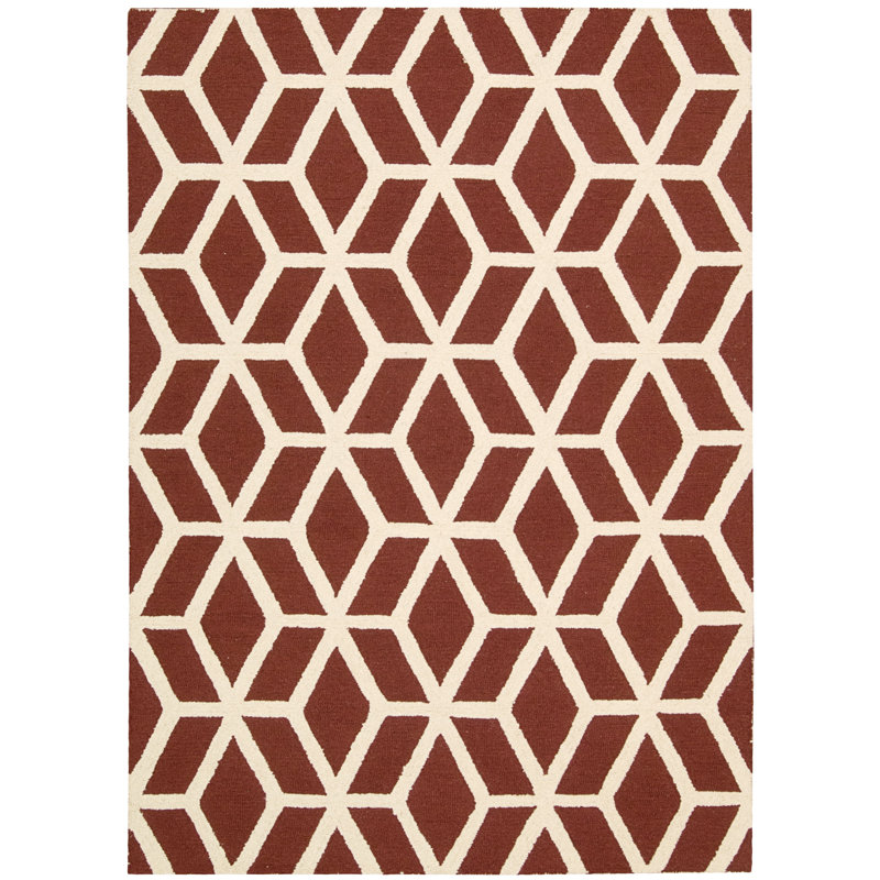 Aiyana Geometric Wool Hand Woven Area Rug, Rectangle 114 x 175cm