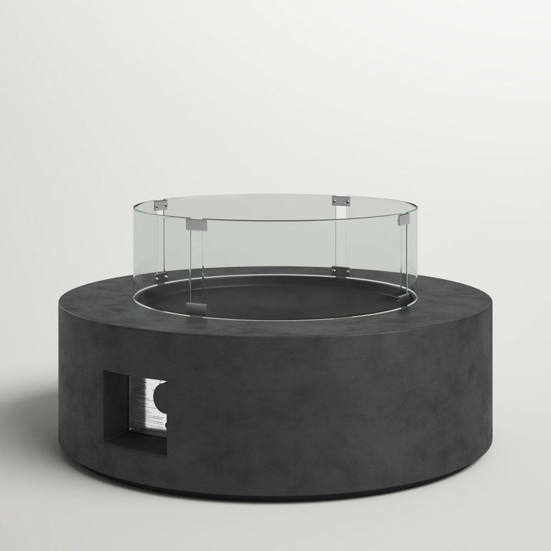Abigale Round Propane Fire Pit Table, Charcoal