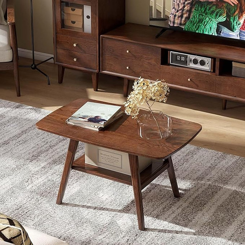 Table basse 100% chêne massif pour le salon, petite table ..., H 17 po x L 32 po x l 20 po, Marron foncé