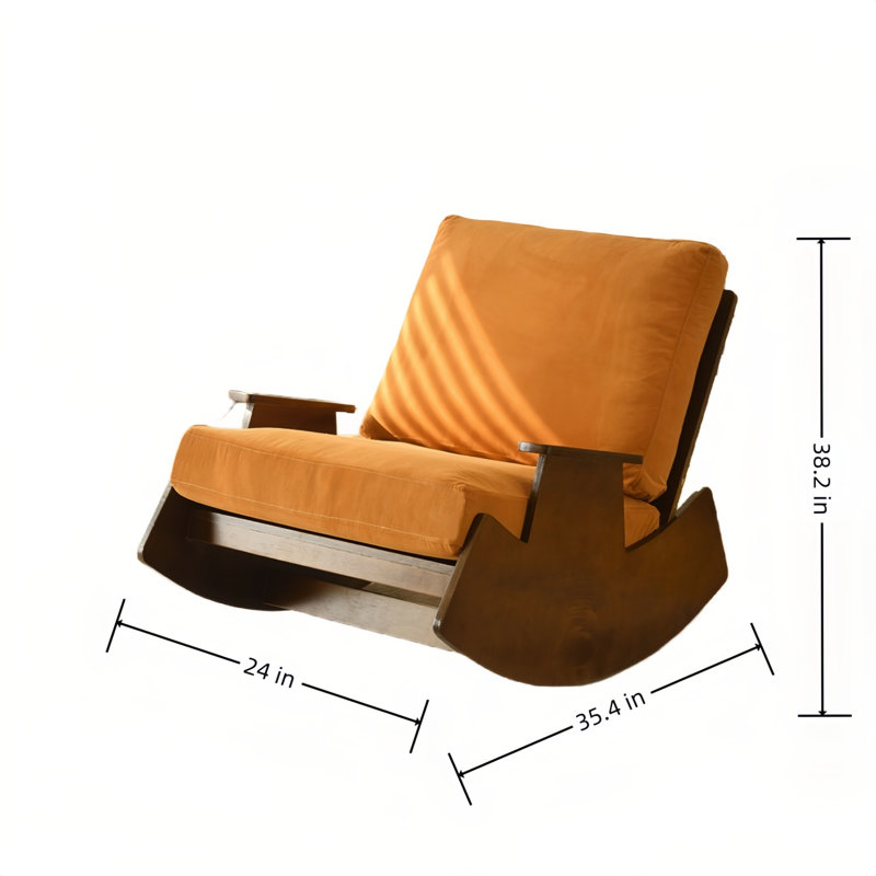 Chaise berçante en bois massif, Orange