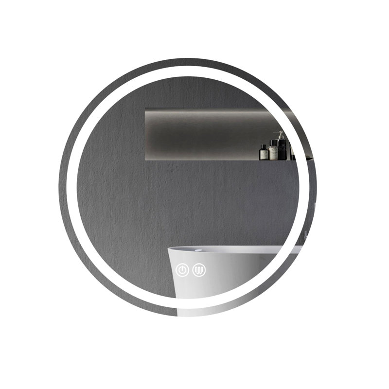 Miroir de salle de bain à DEL pour meuble-lavabo mural 24 po H - Transparent et lisse, envers imperméable, décoratif à fixer, brillant