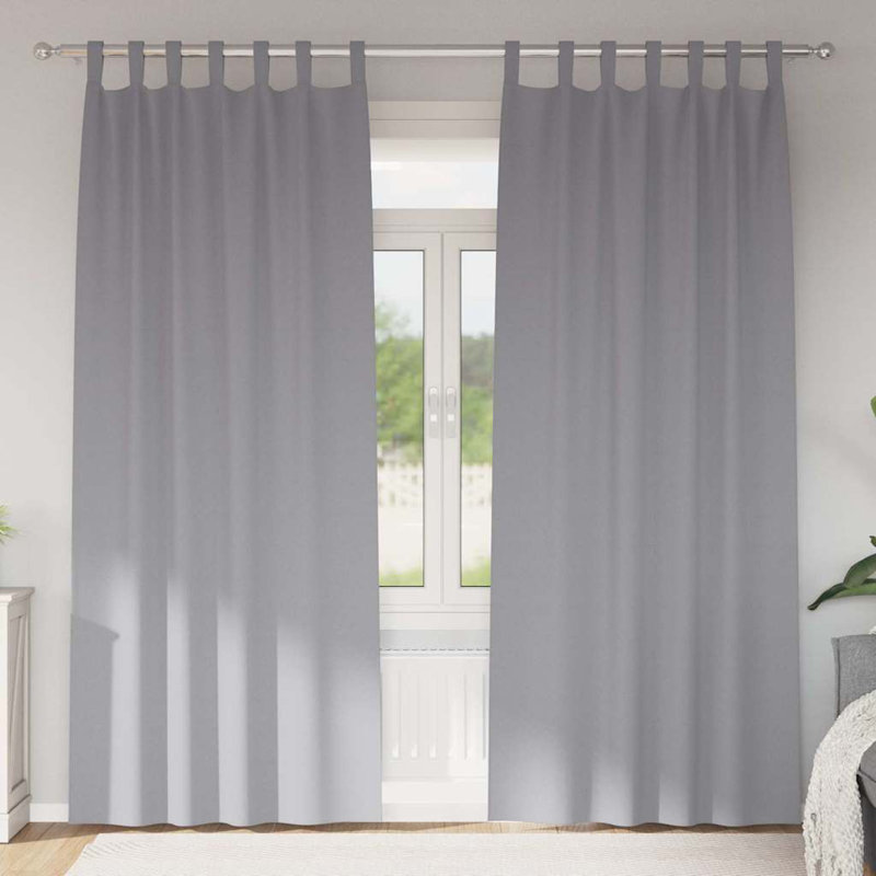 Curtains With Curtains 2 Pcs Polyester, 225cm Width x 140cm Drop, Light Grey
