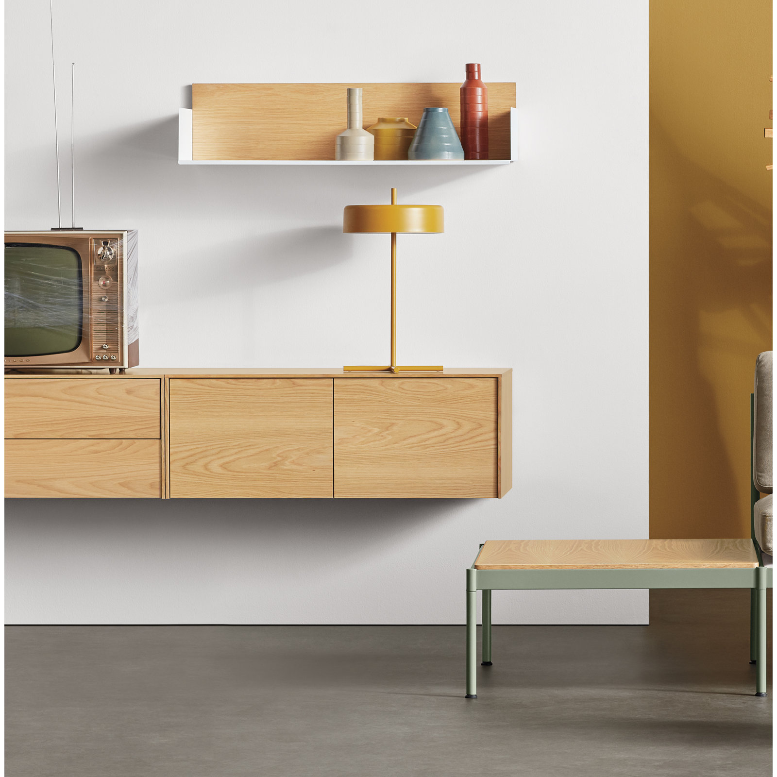 Wonder 38" Accent Shelf, White Oak/White