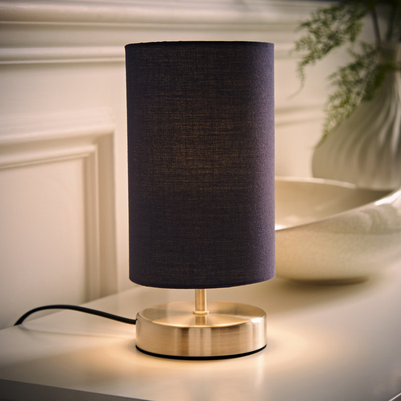 Romica Metal Table Lamp, Navy, Brushed Chrome, Yes