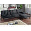 Black Polyfiber Adjustable Sofa Bed Living Room Solid wood Legs Plush Couch