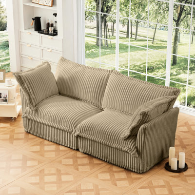 Modern 2 For Comfy Area - Corduroy Deep Seat With Upholstered Cushion & Detachable Cover, Camel Living Room Seat, Cushion, Comfy, Design,
