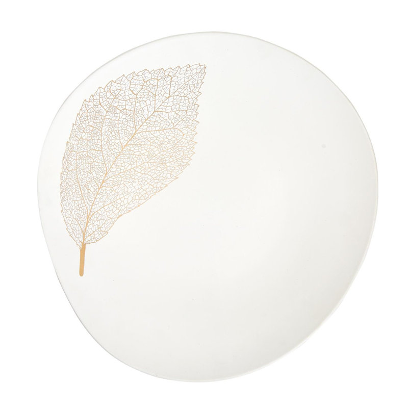 Plat décoratif ondulé en filigrane doré de 38 cm (15 po) – Céramique alimentaire