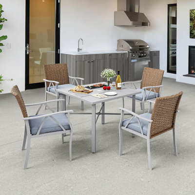 Metal Outdoor Dining Armchair with Cushions