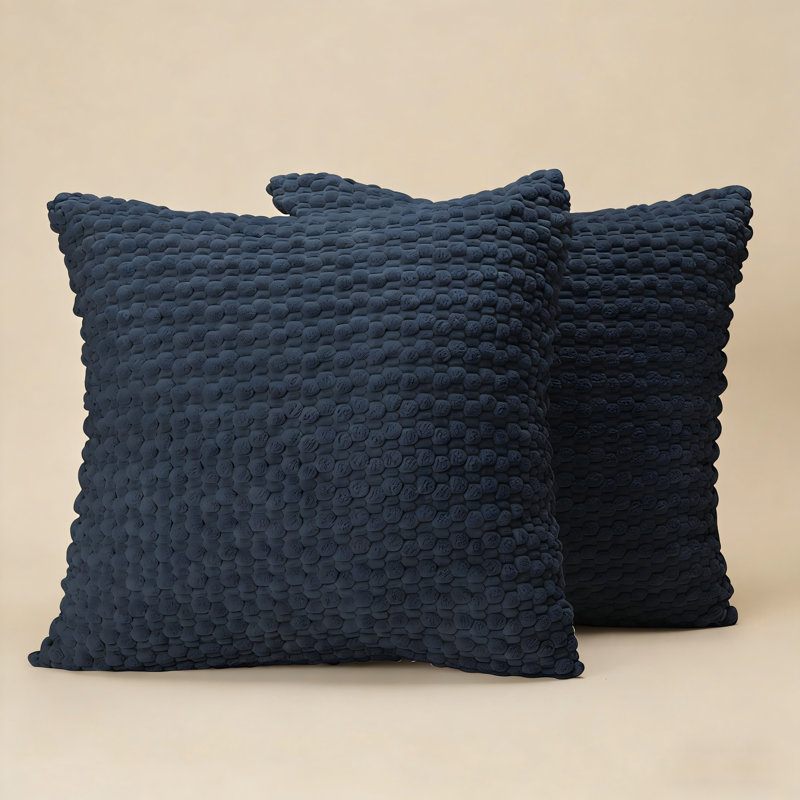 Housse de coussin 3D en velours côtelé denim bleu 3D 20 * 20 pouces 2 pièces / ensemble, Bleu denim, Carré de 20 po