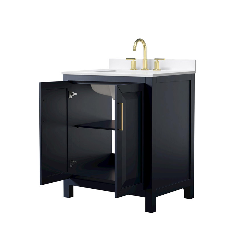 Daria 30'' W Vanity, Brushed Gold, Blue, White Quartz